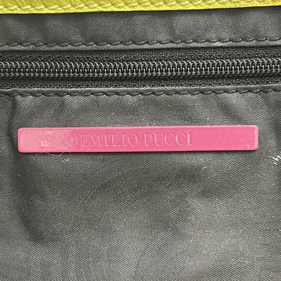 Auth EMILIO PUCCI - White Purple Multi Canvas Leather Tote Bag - Picture 8 of 12